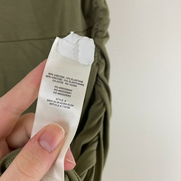 Aritzia Wilfred The Boulevard Ruched Dress in Olive Green Size Small - Picture 4 of 6